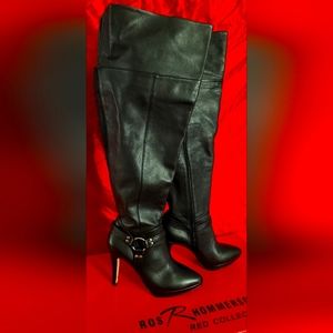 NIB ROS HOMMERSON Over the Knee Black Leather Boot 9.5W NWT